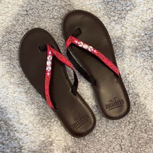hollister rhinestone pattern flip flops